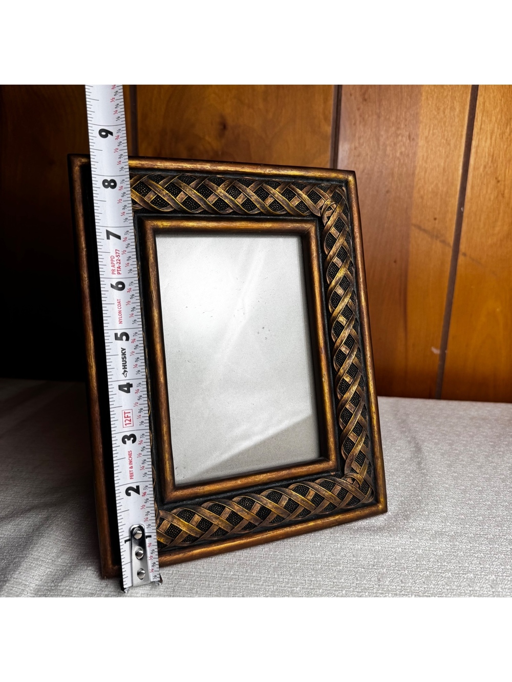 Vintage Bronze Black Braided Picture Frame Holds 4x6 Photo Tabletop Decor - Picture 5 of 6